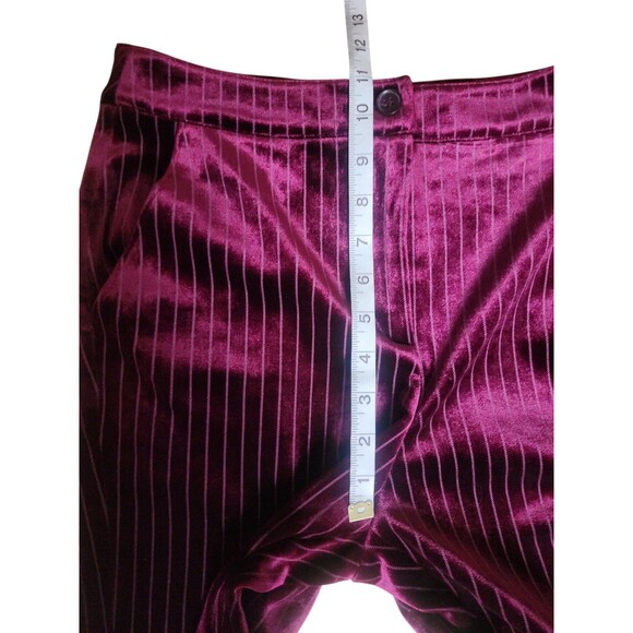 Leith Vampy Velvet Flare Pants Womens S Wine Pin Striped Whimsigoth Stretch - Picture 5 of 6
